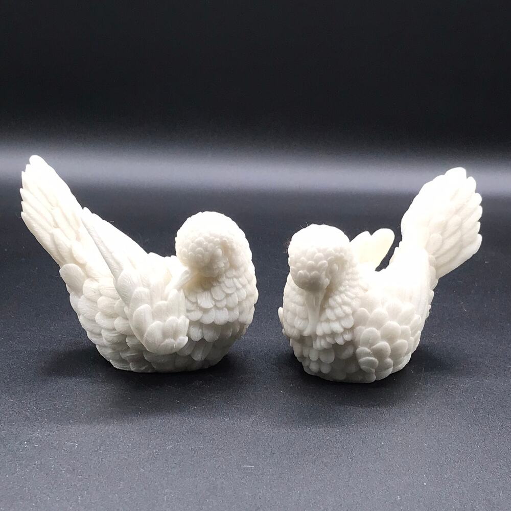 Vintage White Alabaster Love Birds by A. Santini Dove Figurine Sculptures Italy